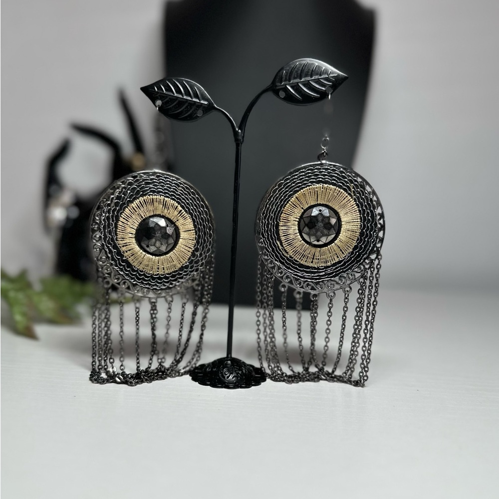 Metal Chandelier Hoop Earrings